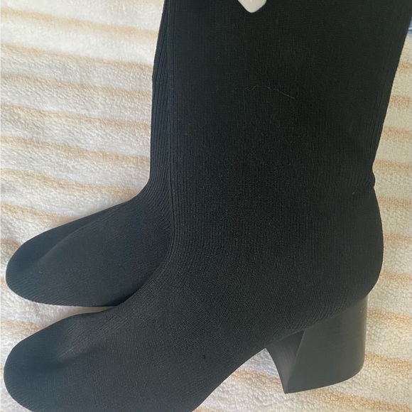 Celine Black Heeled Boots Stretchy Fabric Block Heel - Picture 1 of 7